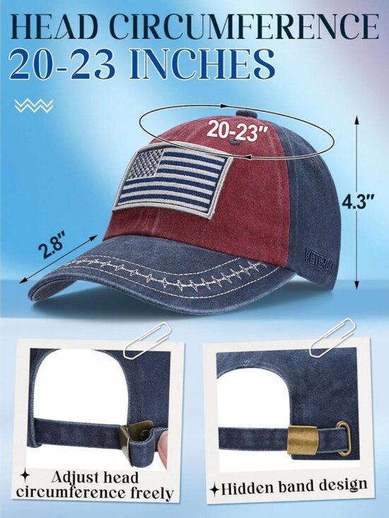 Women\'s Embroidered Baseball Cap Adjustable Soft Breathable Hats Red Blue Flag main image 6